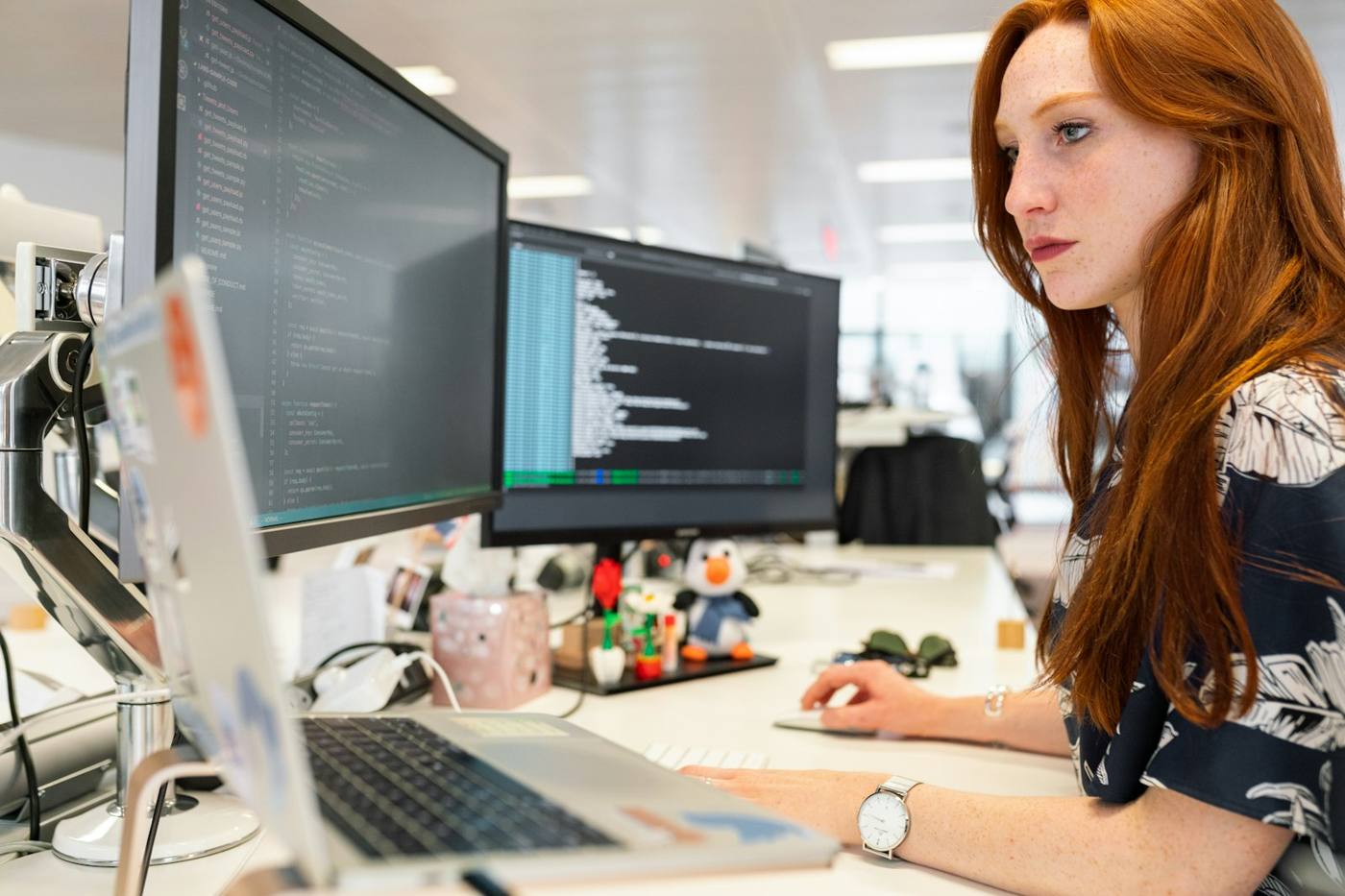 Developer at a workstation